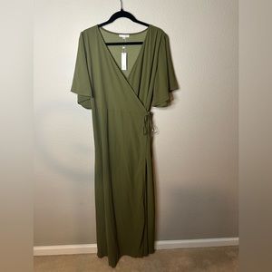 Olive Green Wrap Dress